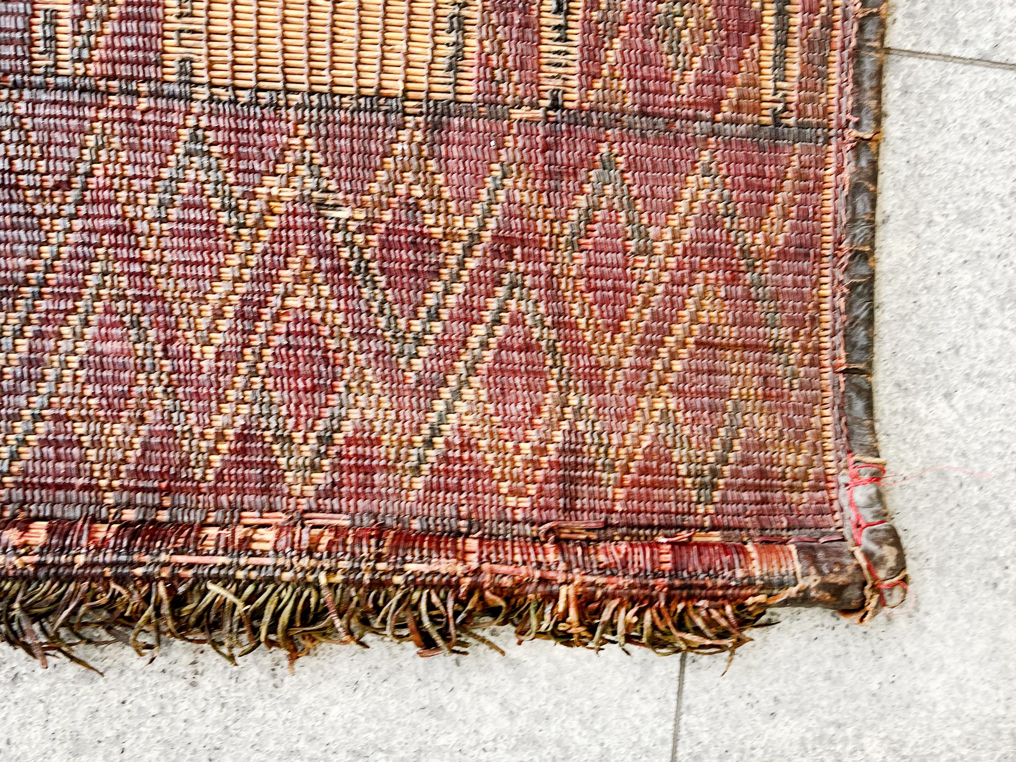 Tuareg Woven Leather & Reed Rug For Sale 2