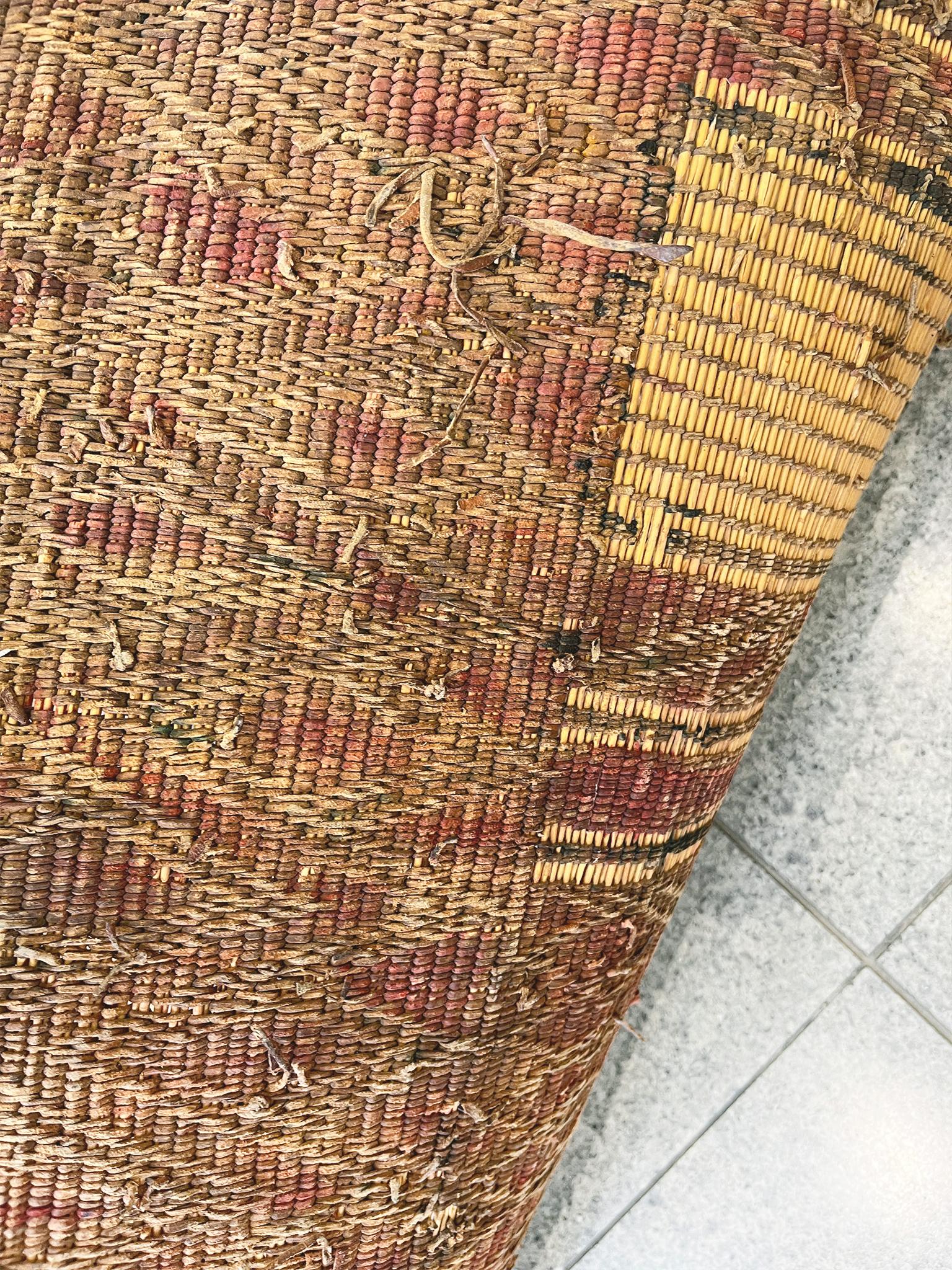 Tuareg Woven Leather & Reed Rug For Sale 4