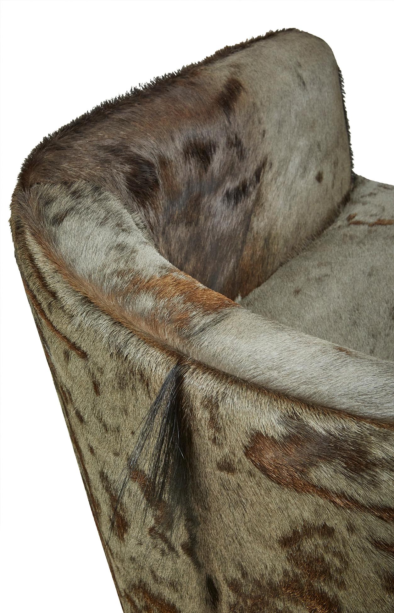 Contemporary Tub Chair, Wildebeest Hide For Sale