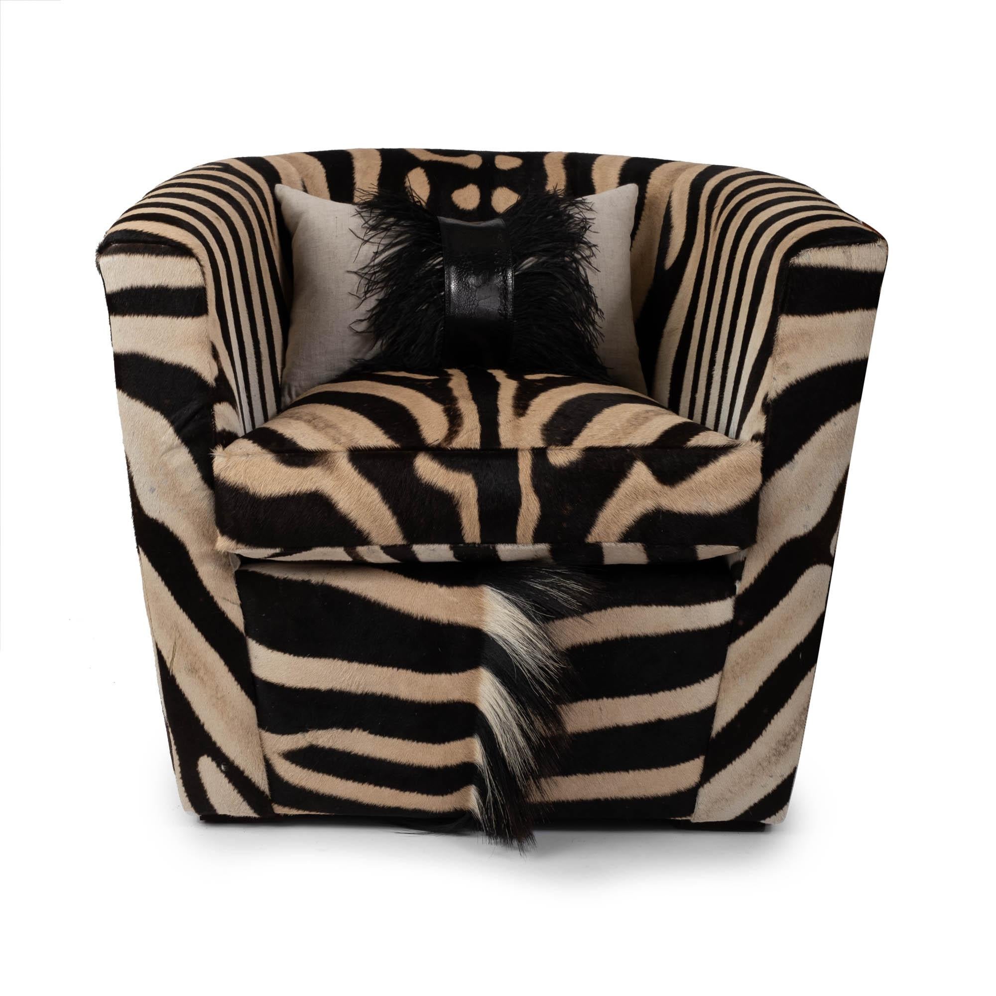 Contemporary Tub Chair, Zebra Hide For Sale