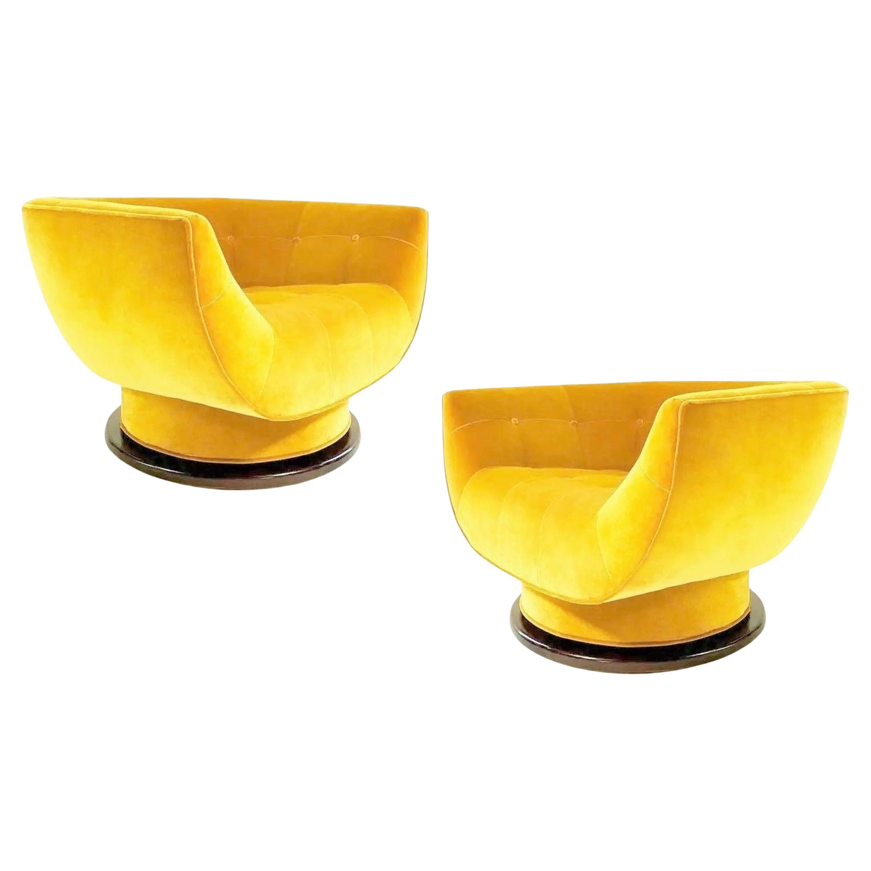 Pair Monumental Swivel Tub Chairs by Adrian Pearsall For Sale