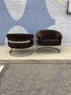 Tub Lounge Chairs Attributed to Milo Baughman, Pair, Circa 1970s