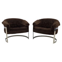 Tub Lounge Chairs Attributed to Milo Baughman, Pair, Circa 1970s
