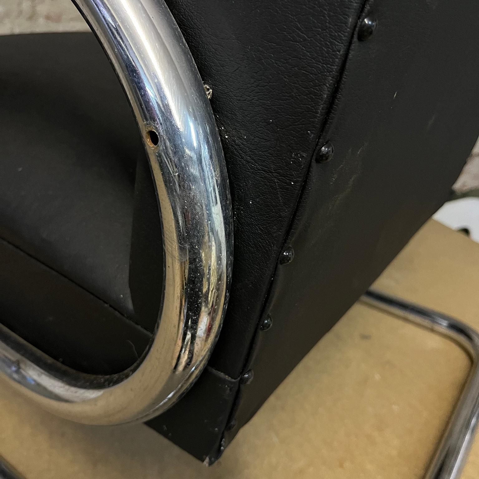 Tubax Armchair in Black Faux Leather For Sale 8