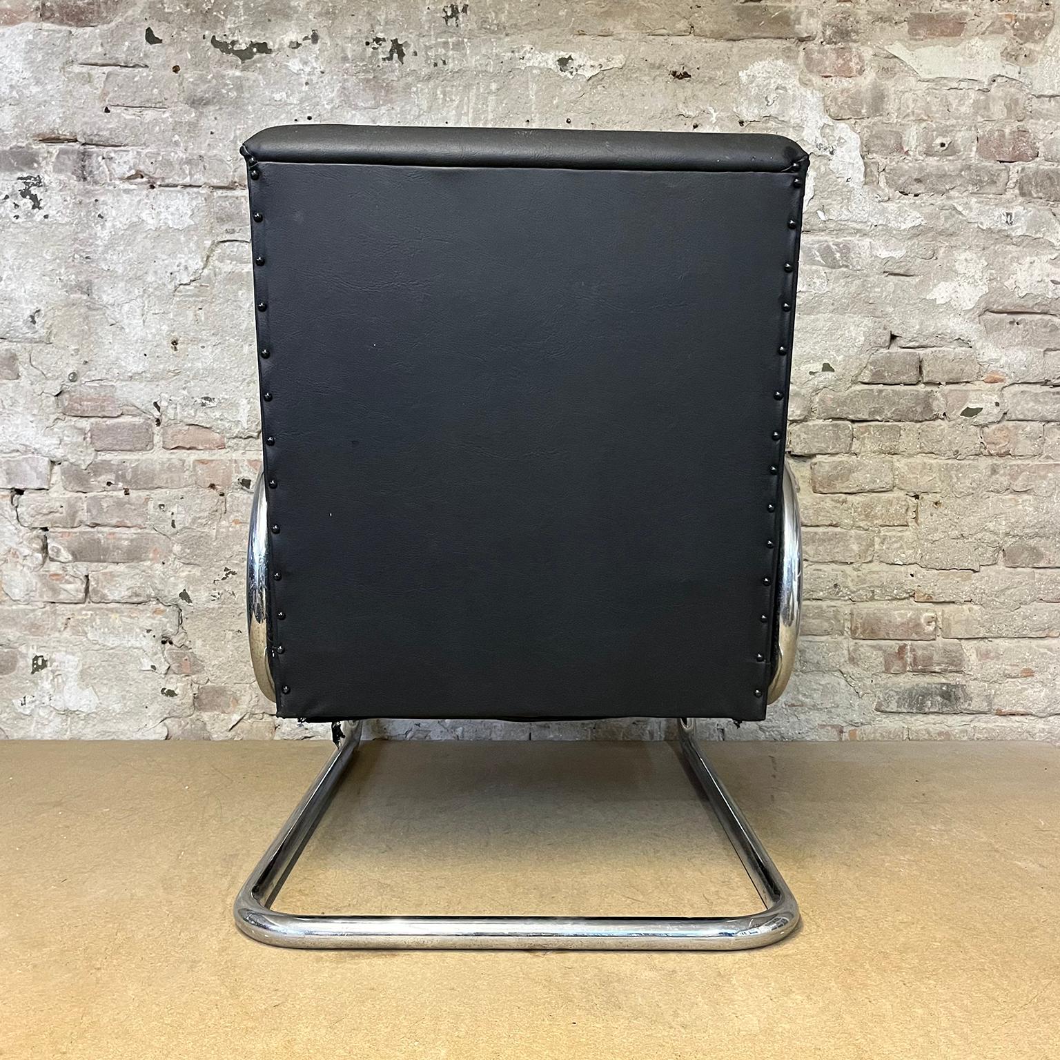 19th Century Tubax Armchair in Black Faux Leather For Sale