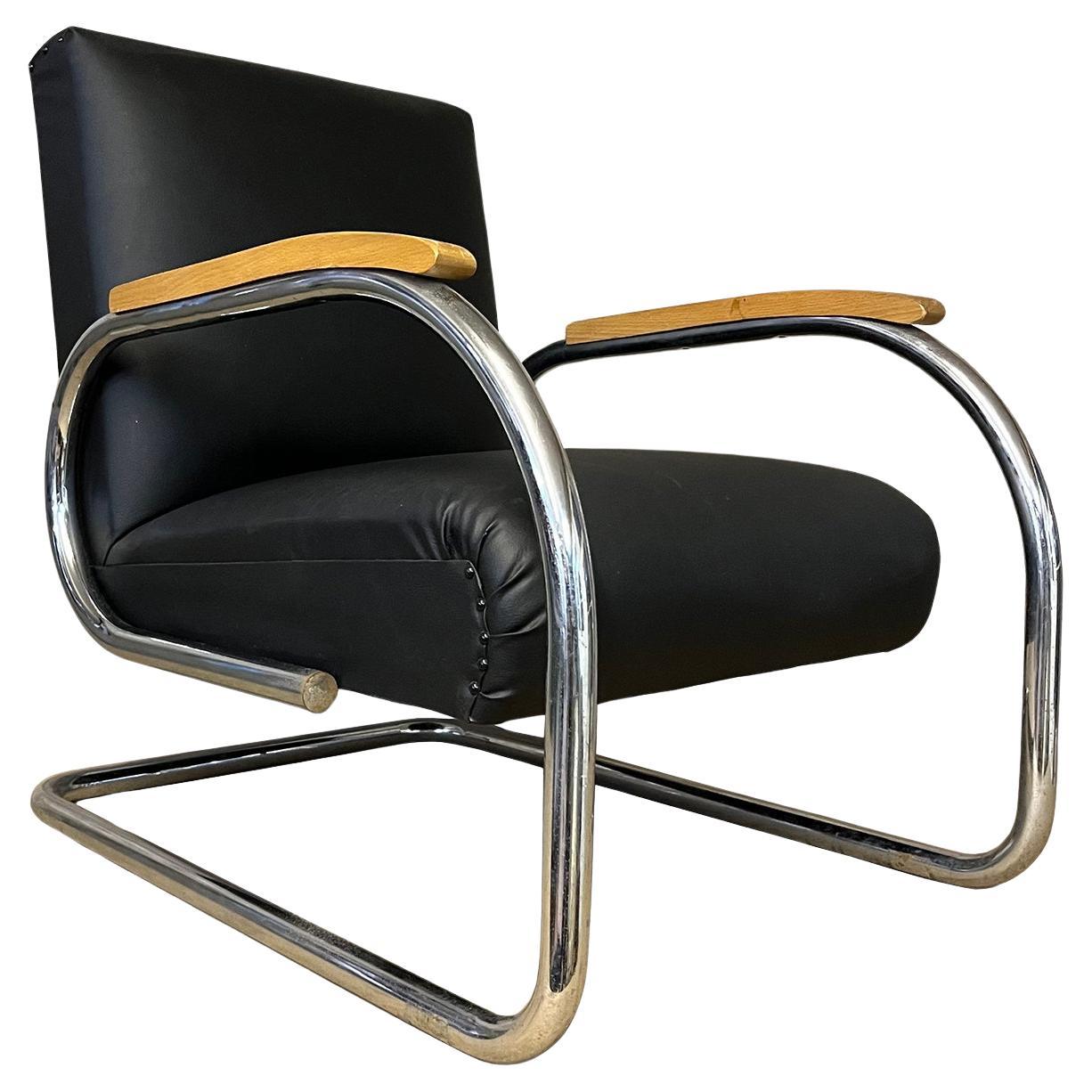 Tubax Armchair in Black Faux Leather For Sale
