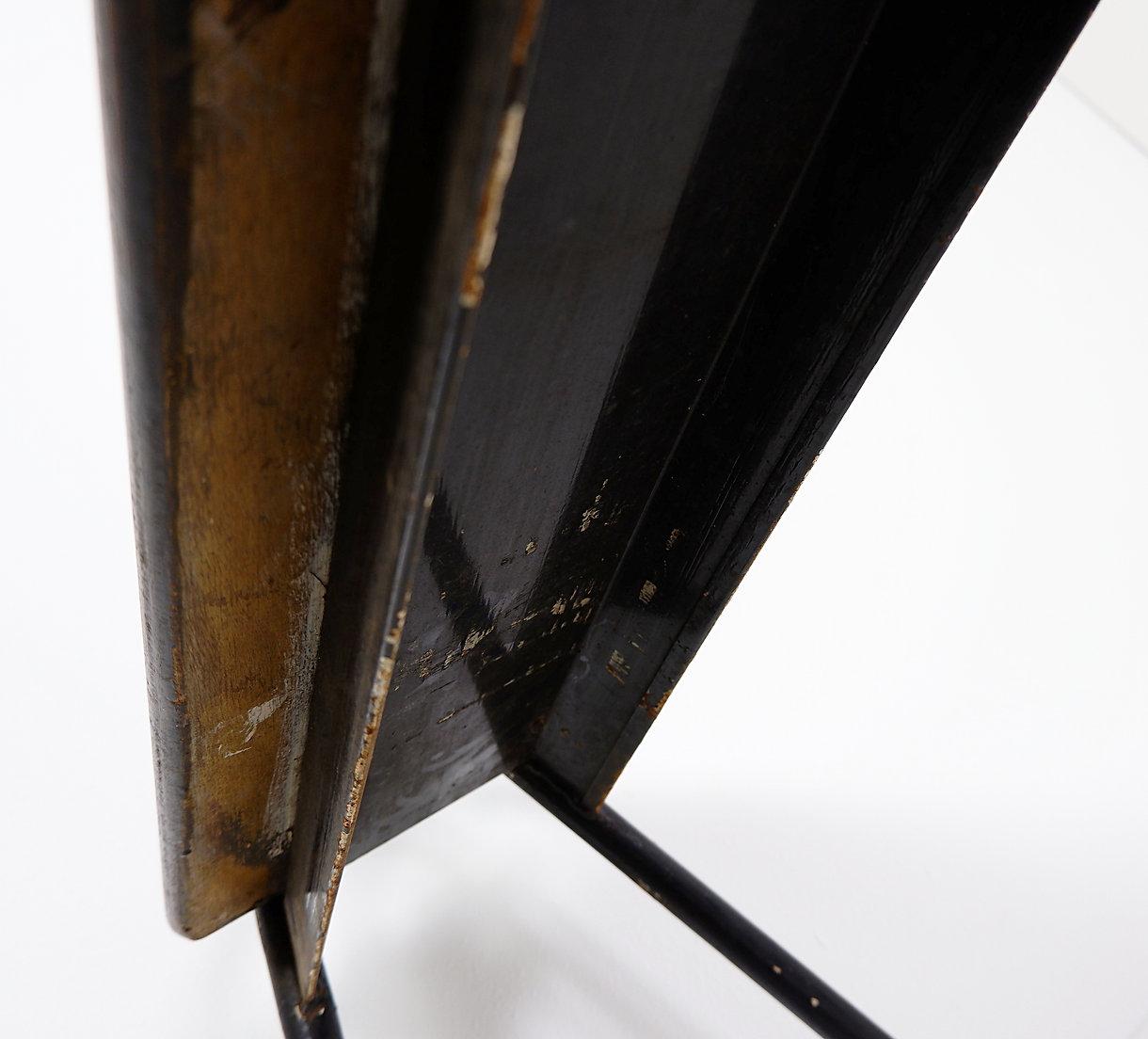Tubax Banco negro de madera y metal - Diseño minimalista - Años 50- ancho 206 cm en Bueno estado para la venta en Linkebeek, BE