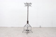 Tubax Industrial Polished Steel Coat Rack with Umbrella Stand