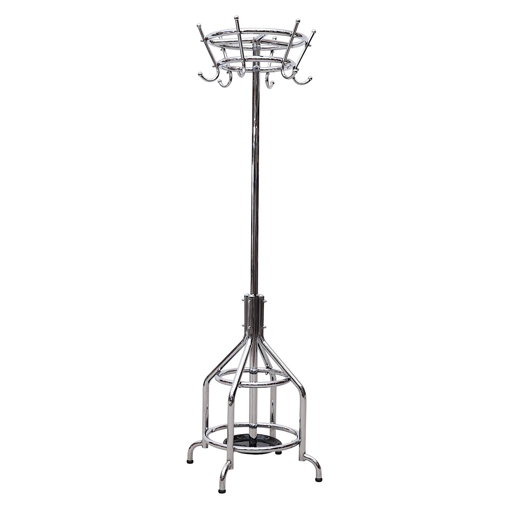 Tubax Industrial Polished Steel Coat Rack with Umbrella Stand For Sale