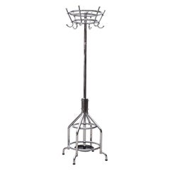 Tubax Industrial Polished Steel Coat Rack with Umbrella Stand