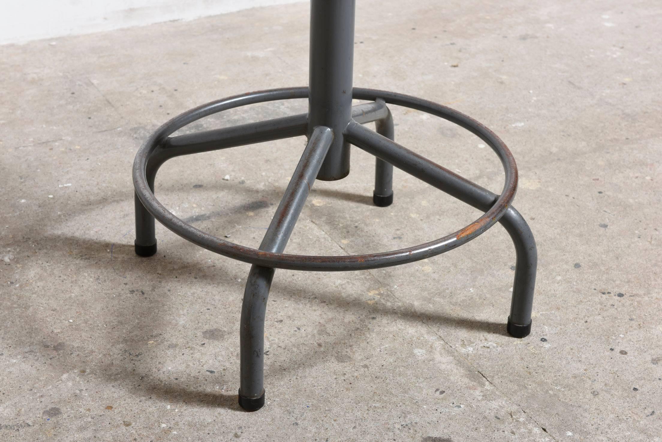 Belgian Tubax Set of Six Swivel Adjustable Height Industrial Stools Belgium Design