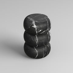 Tubby, Marble Nero Marquina Versatile Designer Stool, Made in Italy