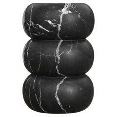 Tubby, Marble Nero Marquina Versatile Designer Stool, Made in Italy