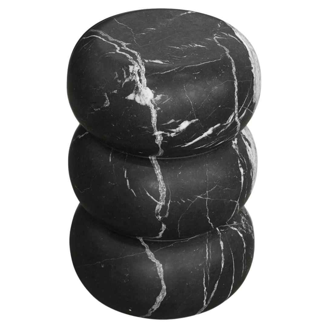 Tubby Marble Side Table Nero Marquina For Sale