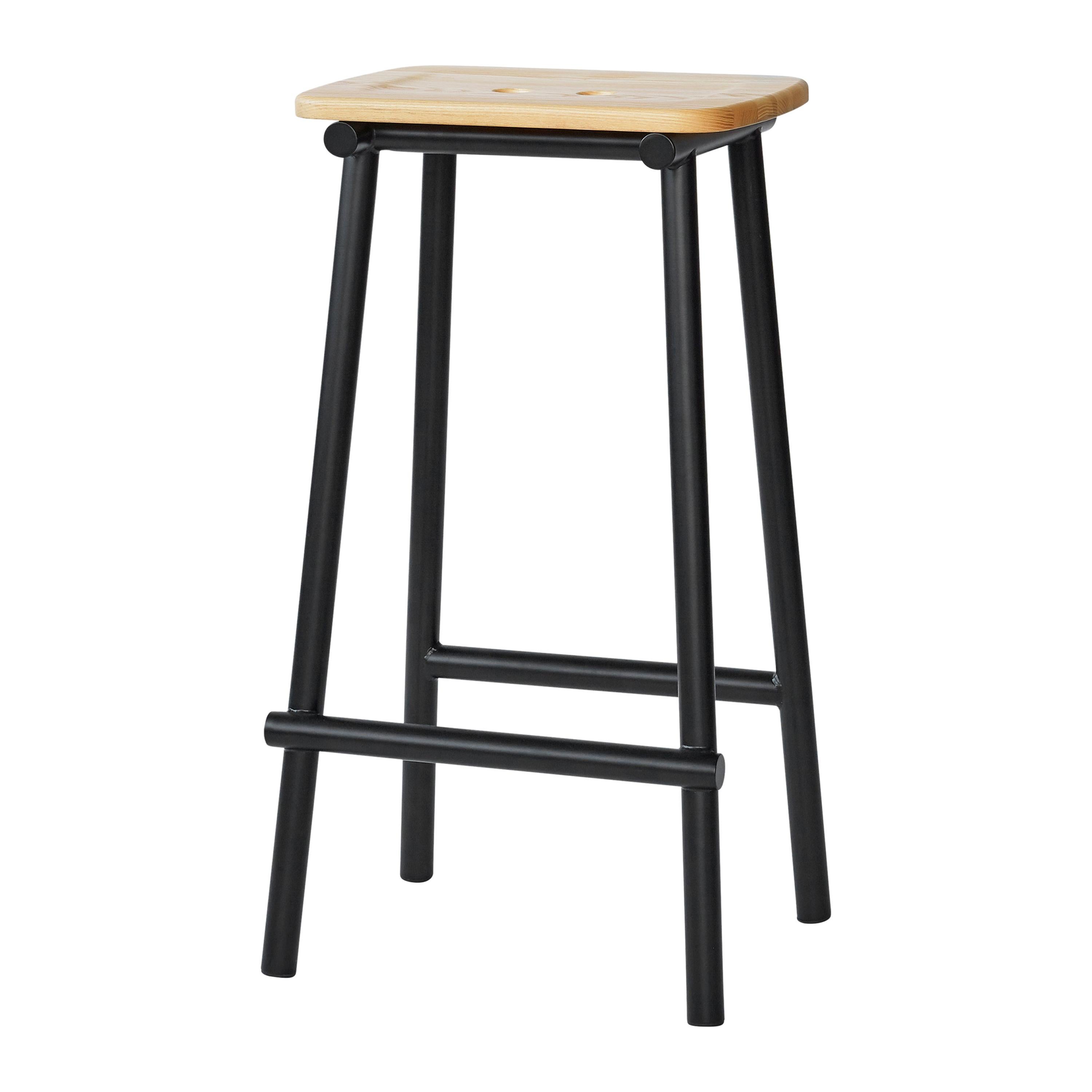 Tubby Tube Bar Stool with Wooden Seat by Faye Toogood