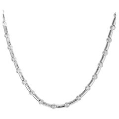 Tube Bar Link .75 Carat White Gold Diamond Necklace