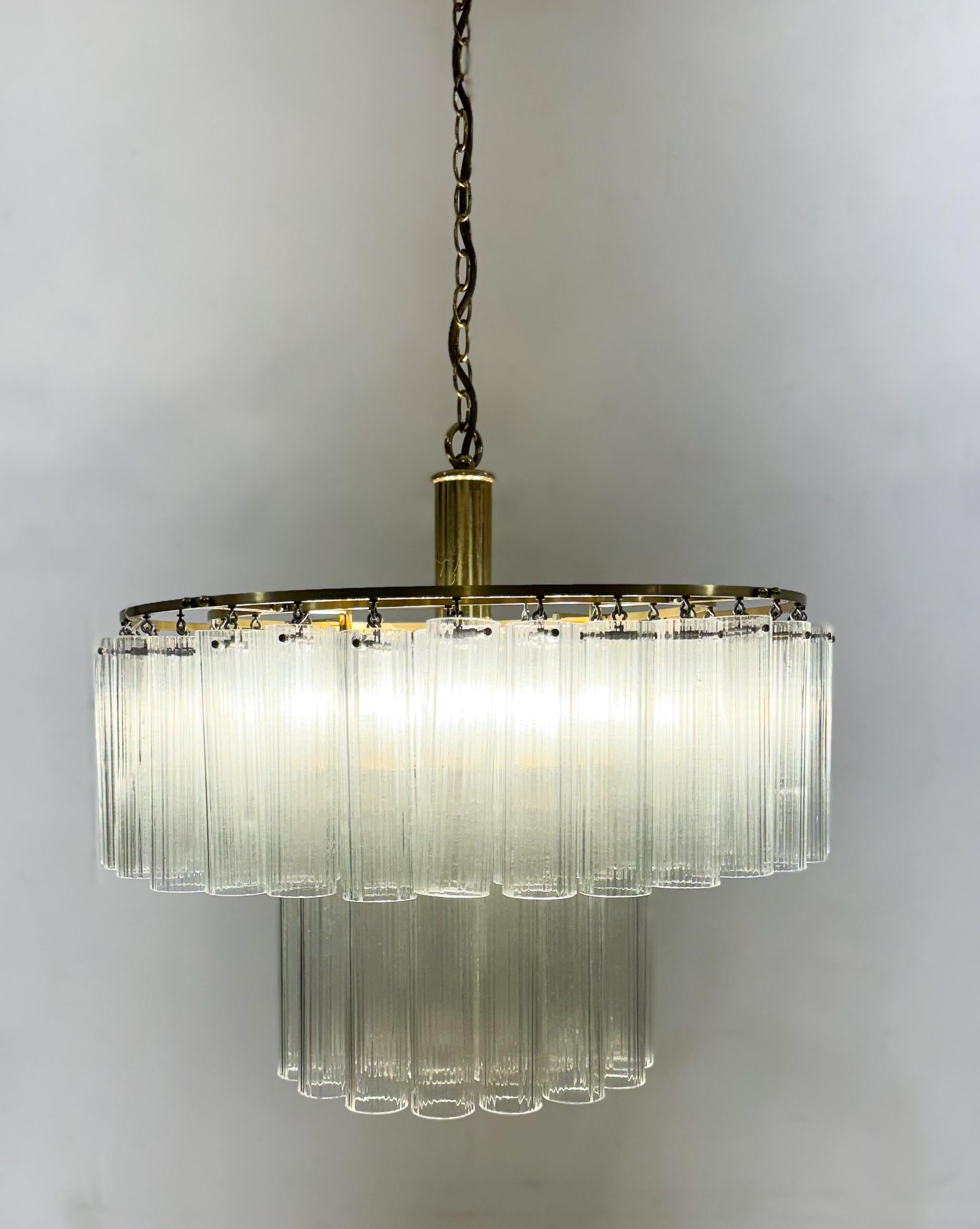 italien Lustre à tube, verre de Murano, 1970 en vente