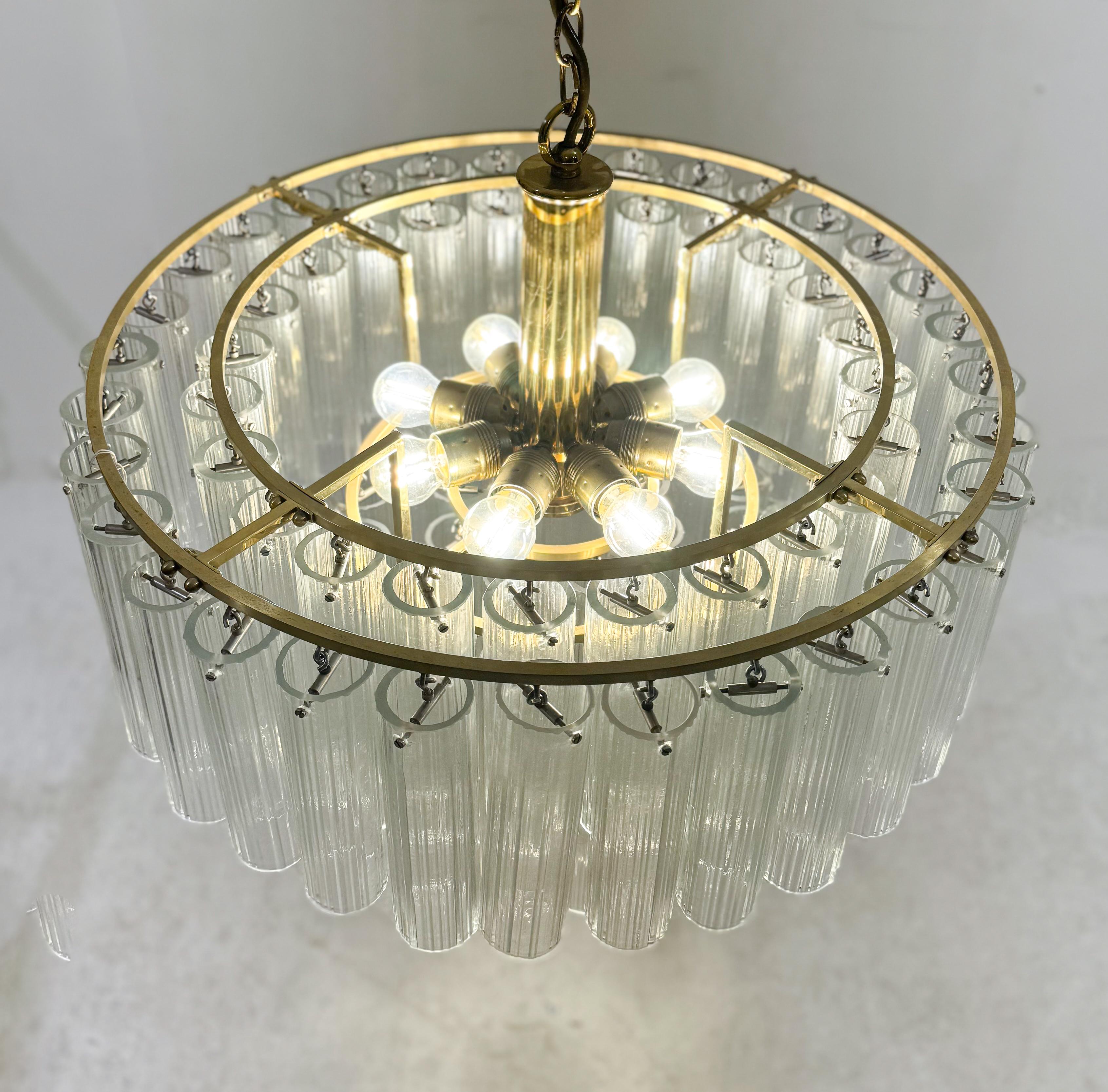 Lustre à tube, verre de Murano, 1970 Bon état - En vente à Brussels, BE