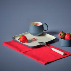 Lot de 2 tasses à expresso « Tube » avec soucoupes, couleur « Ocean-red Coral »