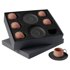Tube Espressotasse mit Untertasse 6er Set Schwarz-Koralle