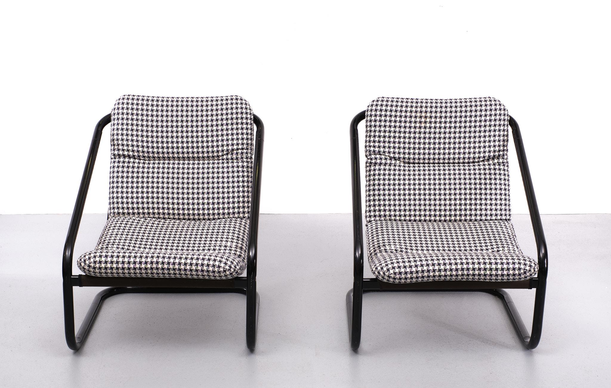 Mid-Century Modern Tube frame lounge chairs  Scandinavian  1970s  For Sale