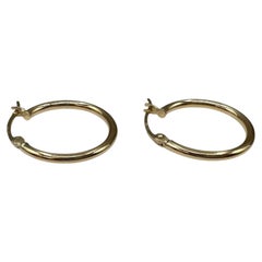 Tube Hoop Earrings 14kt Yellow Gold 19.9mm 2.1mm 1.5g Hollow New
