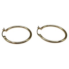 Tube Hoop Earrings 14kt Yellow Gold 24.9mm 2.1mm 1.8g Hollow New