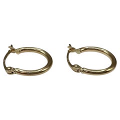 Tube Hoop Huggie Earrings 14kt Yellow Gold 14.8mm 2.1mm Hollow New