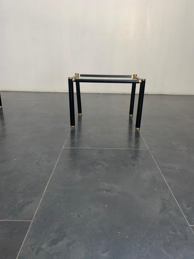 Tube Lacquered Coffee Tables with Brass Fittings, 1960s, Set of 3 8