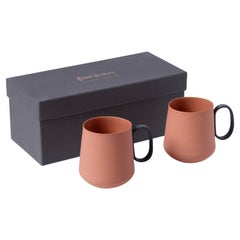 Handmade Porcelain Mug Set of Two - Coral   Esma Dereboy Tube Collection