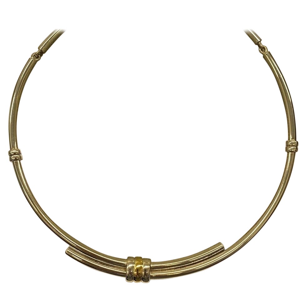 Collana a tubo in argento e oro giallo 18ct