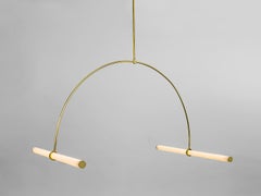 Tube Pendant 01 with 2 Light Tubes in Brass by Naama Hofman