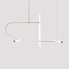 Tube Pendant 02 with 3 Light Tubes in Brass by Naama Hofman