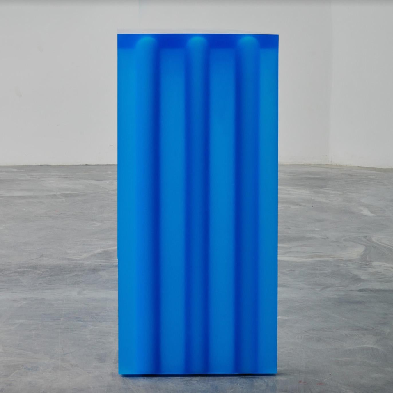 Metal Geometric Tube Epoxy Resin Console / Console Table in Blue by Facture For Sale