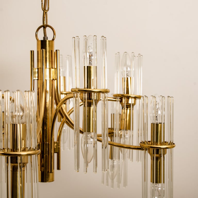 Tube Rod Brass Chandelier by Gaetano Sciolari for Lightolier, 1960s For Sale at 1stdibs