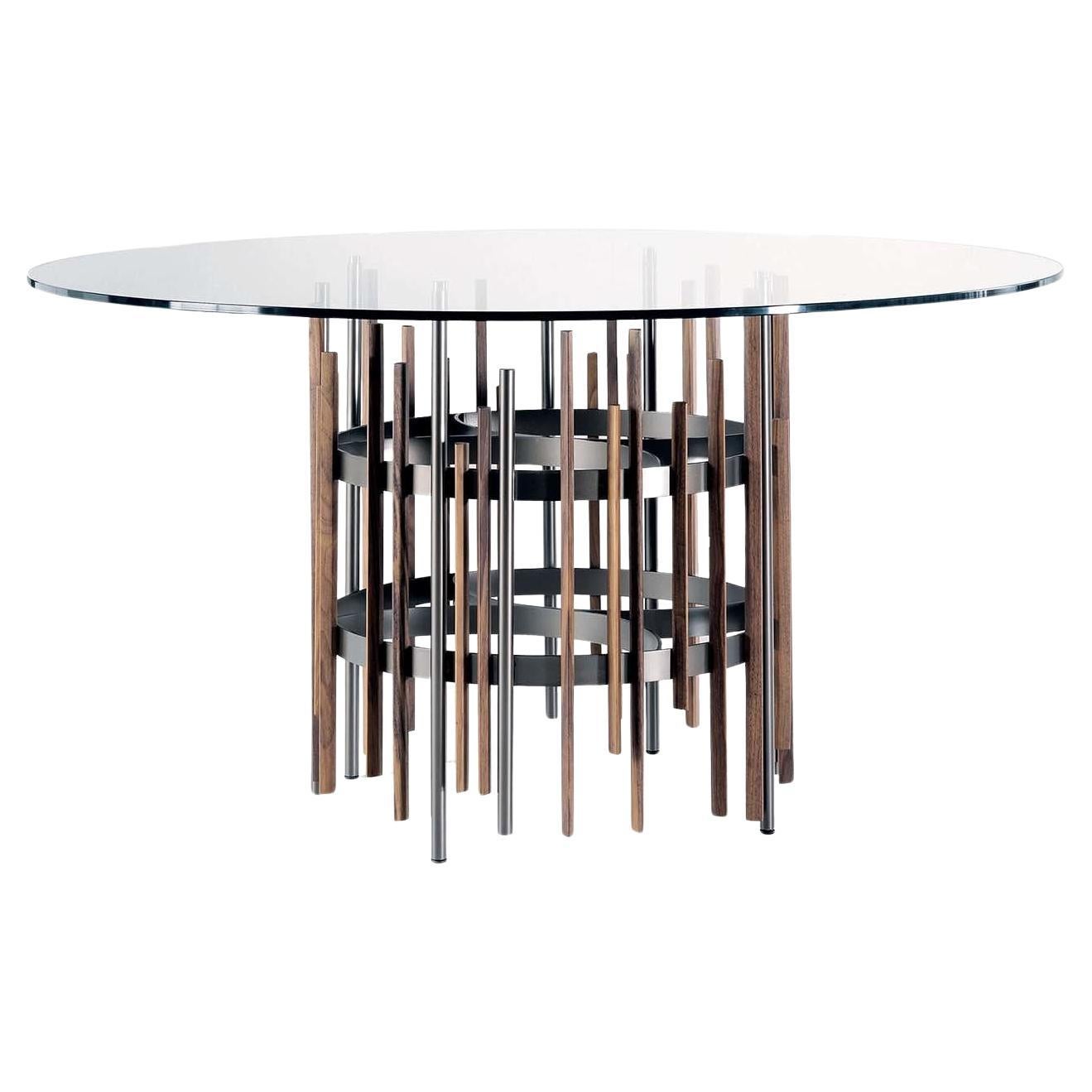 Tube Round Dining Table by Norberto Delfinetti For Sale