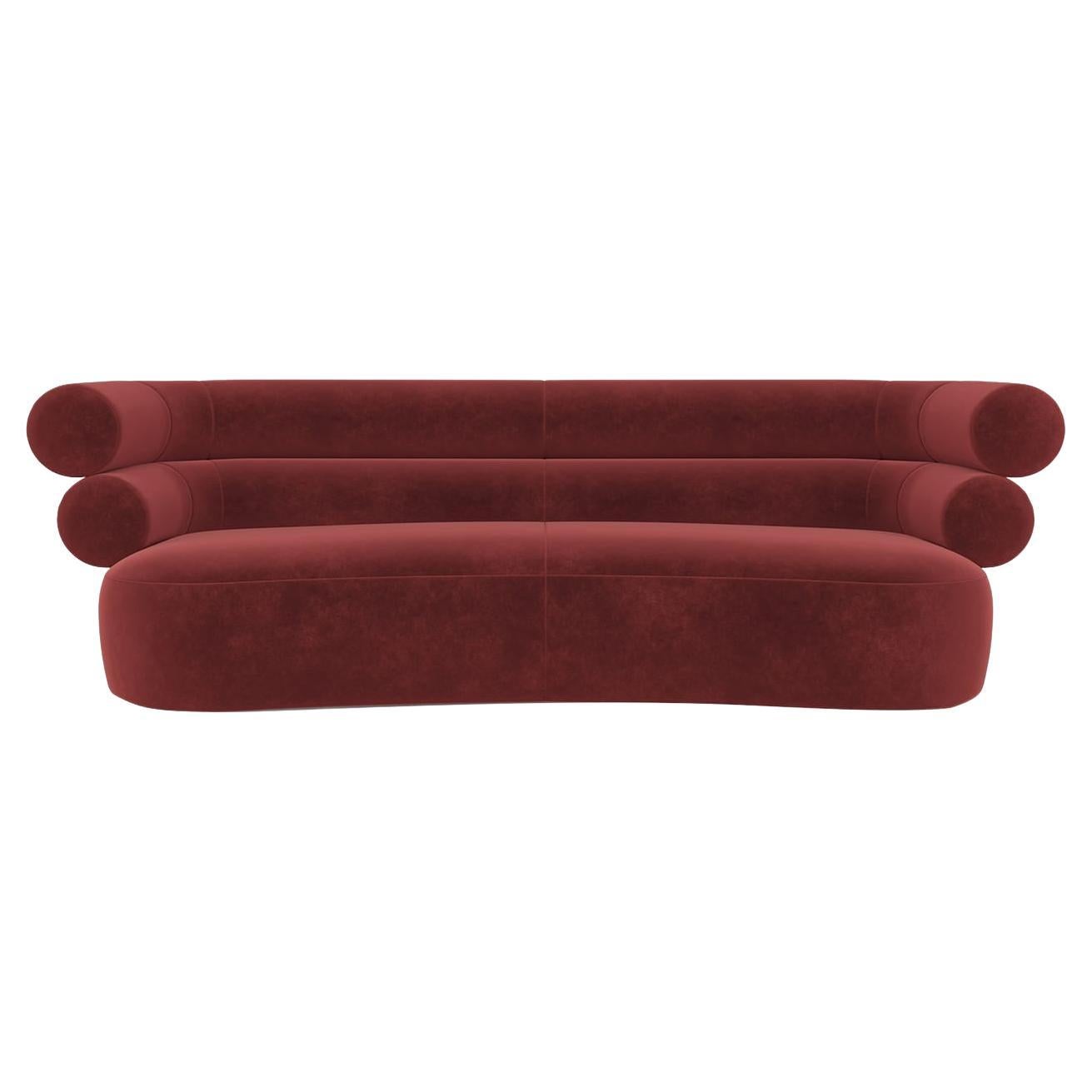 Tube Ruby-Red Velvet Sofa