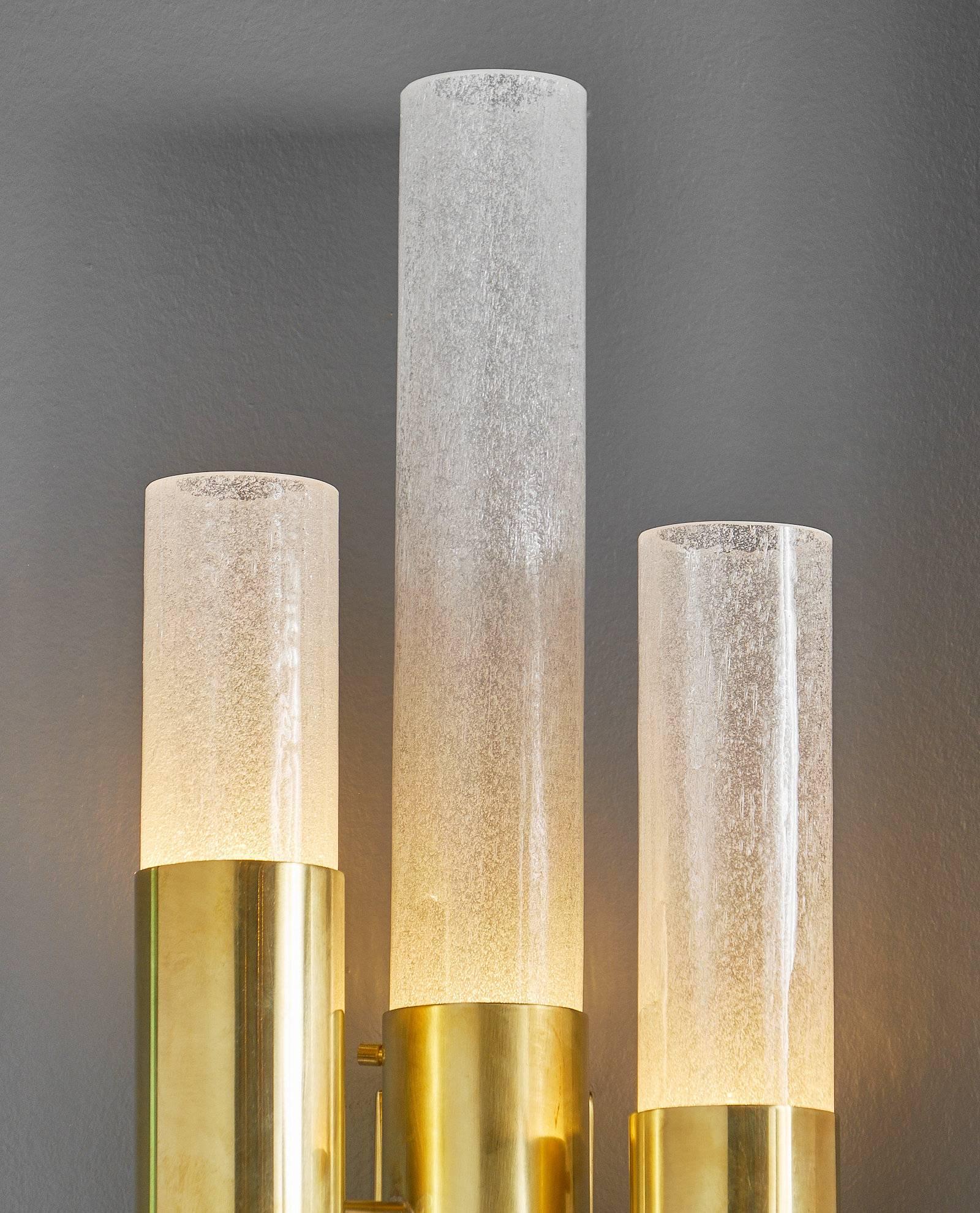Tube Shaped Murano Glass Sconces In Excellent Condition For Sale In Austin, TX