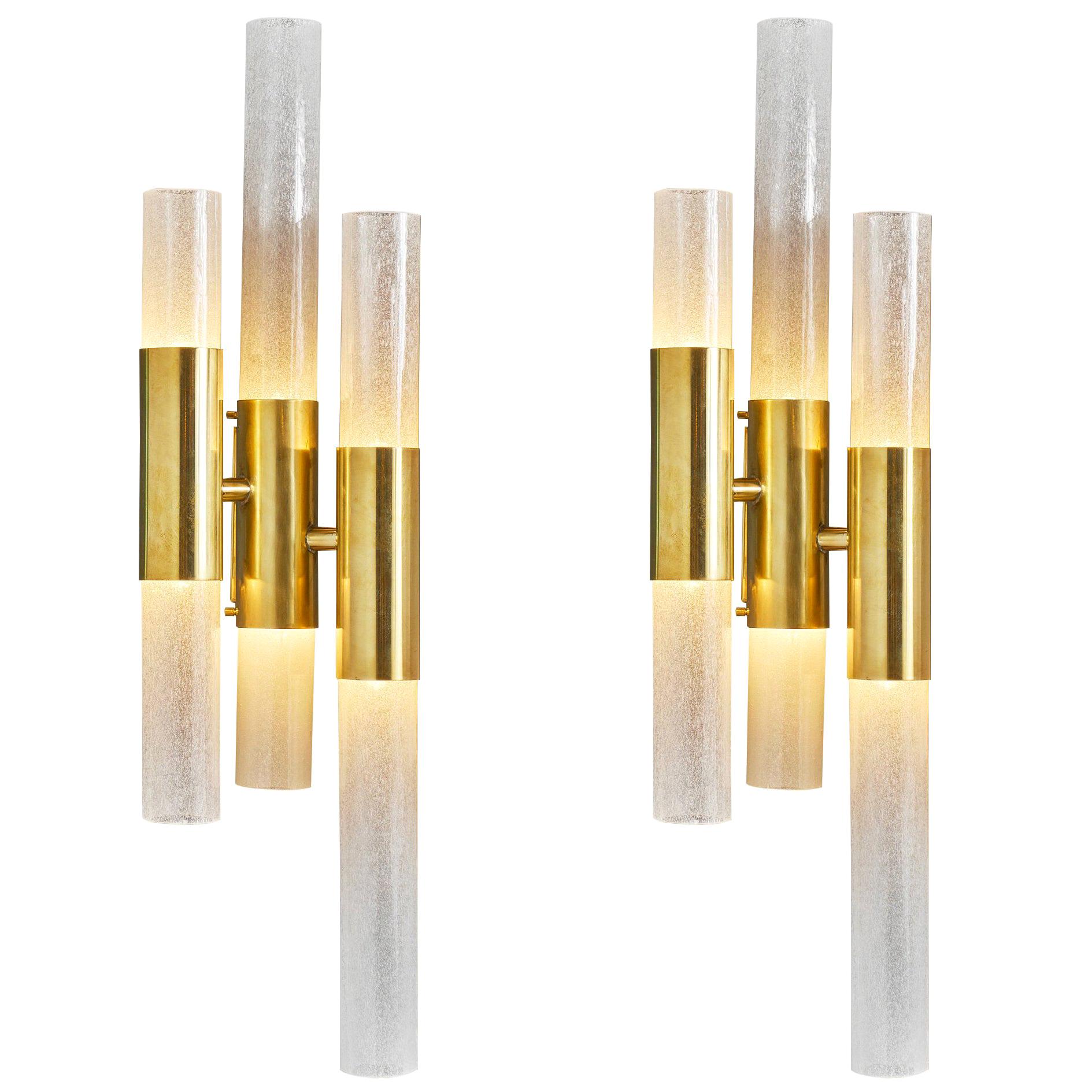 Tube Shaped Murano Glass Sconces For Sale