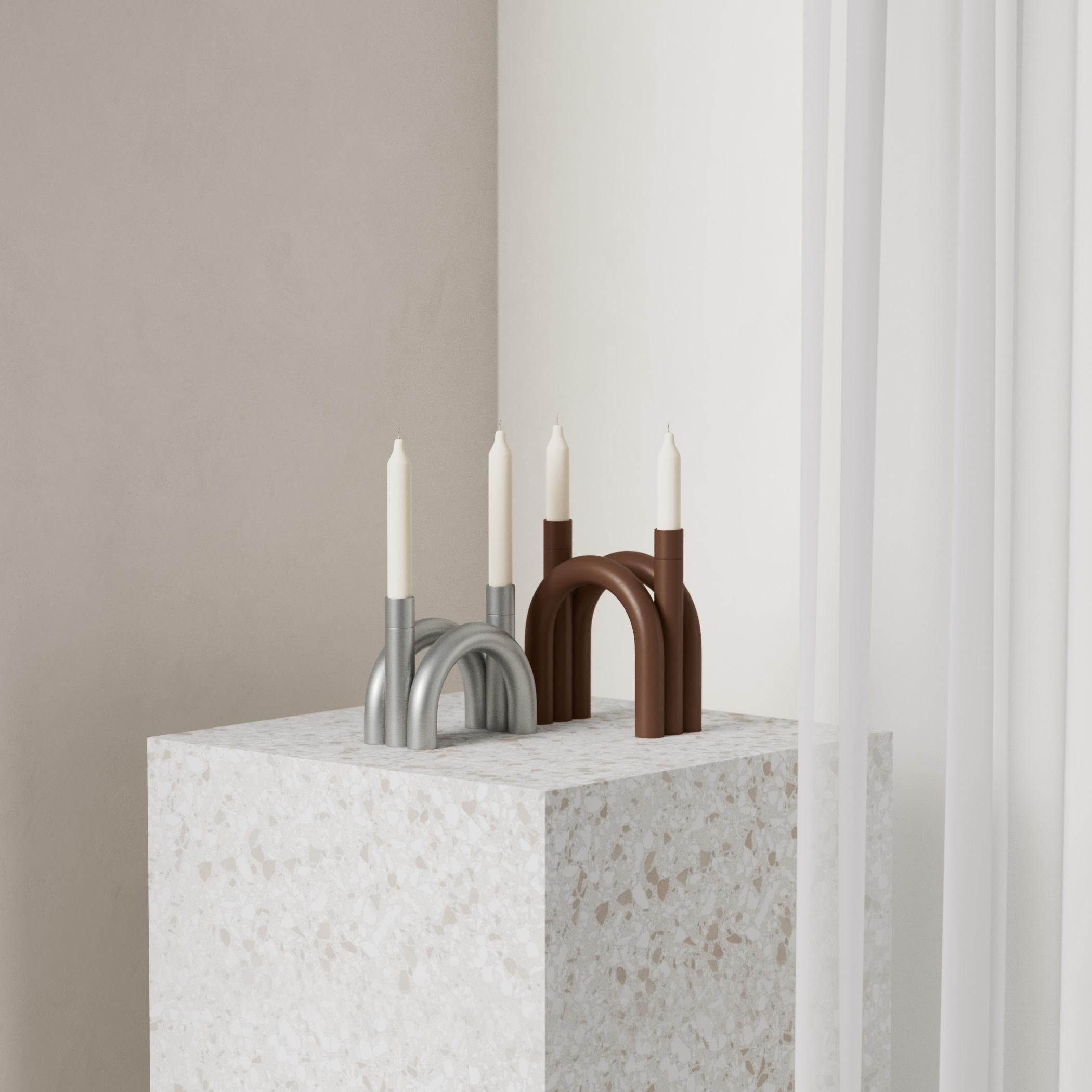 XXI secolo e contemporaneo Portacandele basso in acciaio TUbe Arc di Joyf in vendita