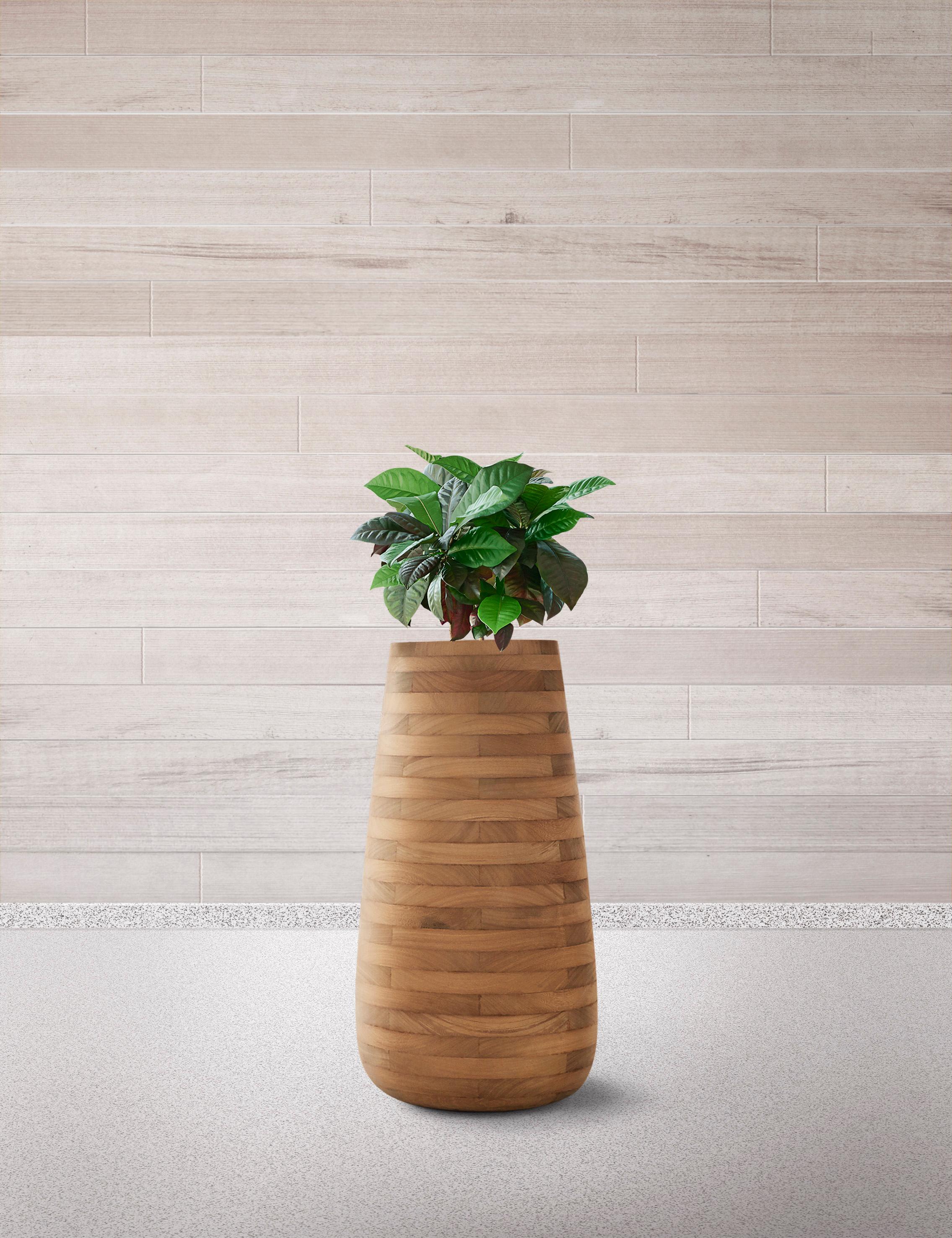 Tuber Tall Oiled Wood Planter by Indigenus
Designed by Haldane Martin
Dimensions: Ø 48 x H 109 cm.
Materials: Wood.
Weight: 36 kg.

Available in natural/oiled wood or stone. Different colors and sizes are available. Please contact us.

Haldane
