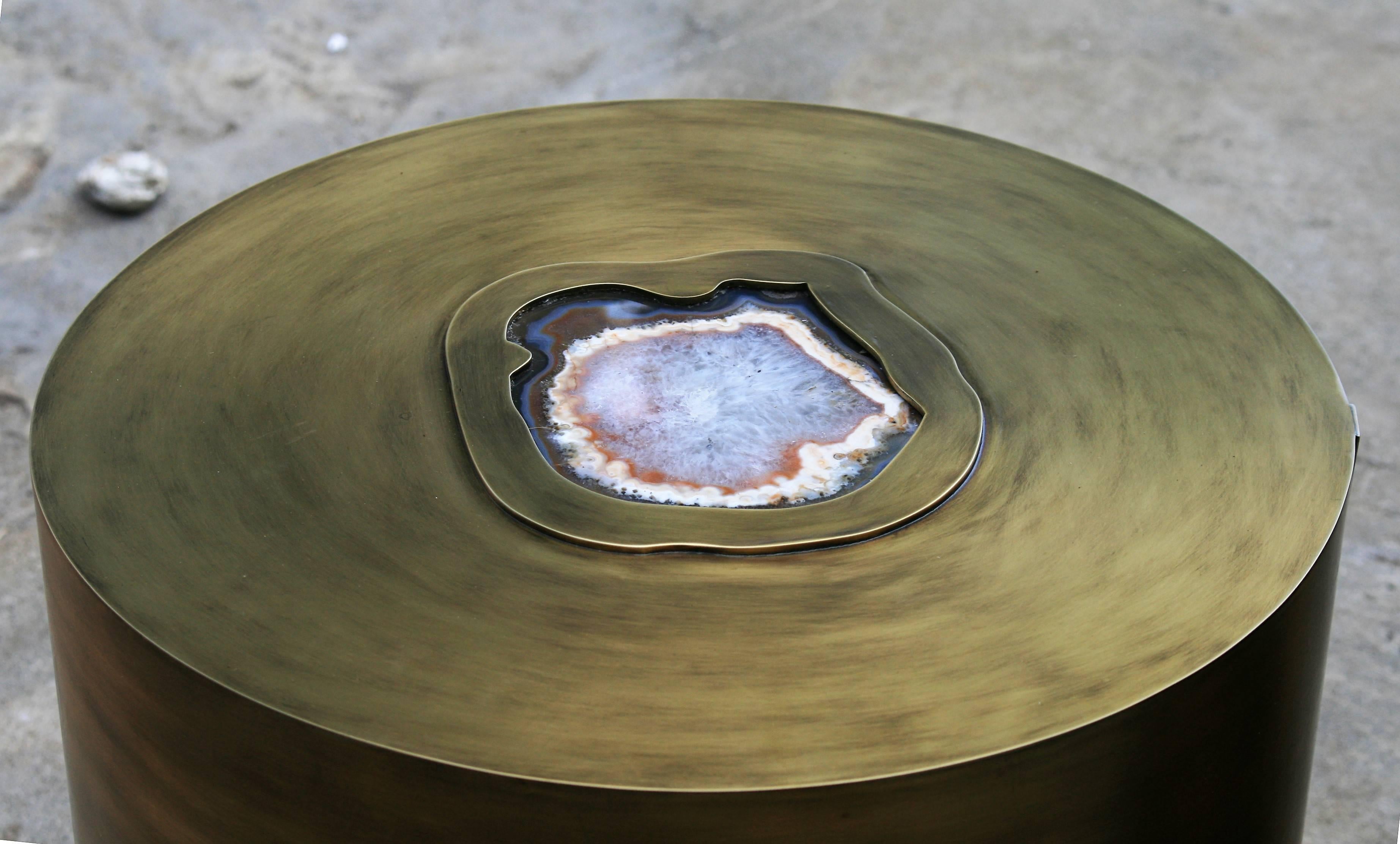Tubes Coffee Table by Belgali Acid Etched Brass Led Back Light Agates In Excellent Condition In Ostend, BE
