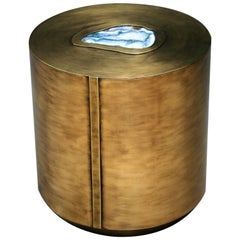 Tubes Coffee Table by Belgali Acid Etched Brass Led Back Light Agates