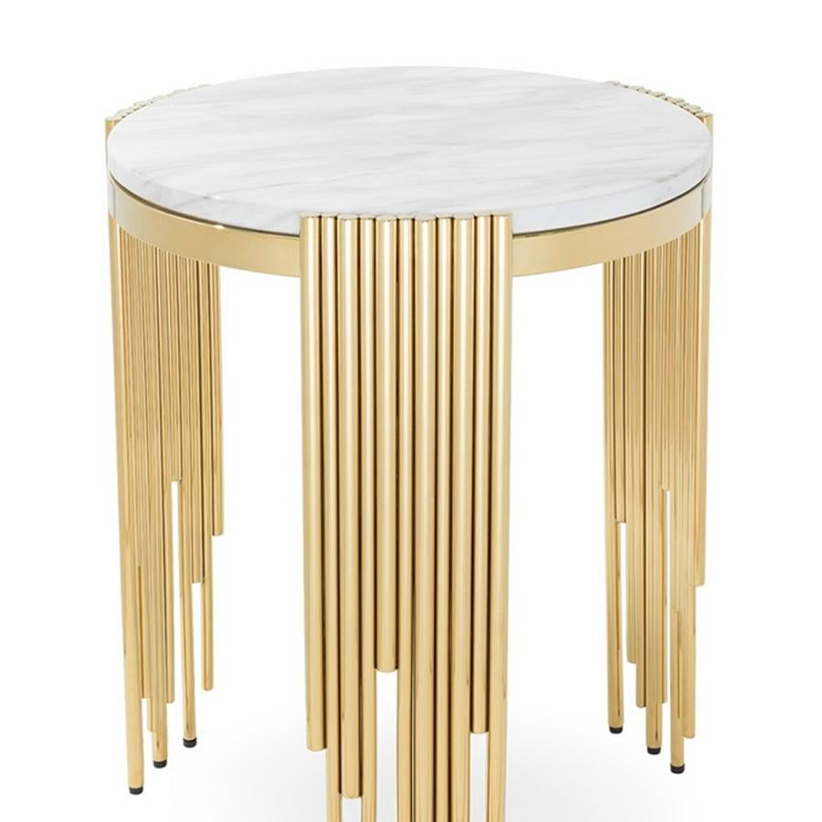 Blackened Tubes II White Side Table For Sale
