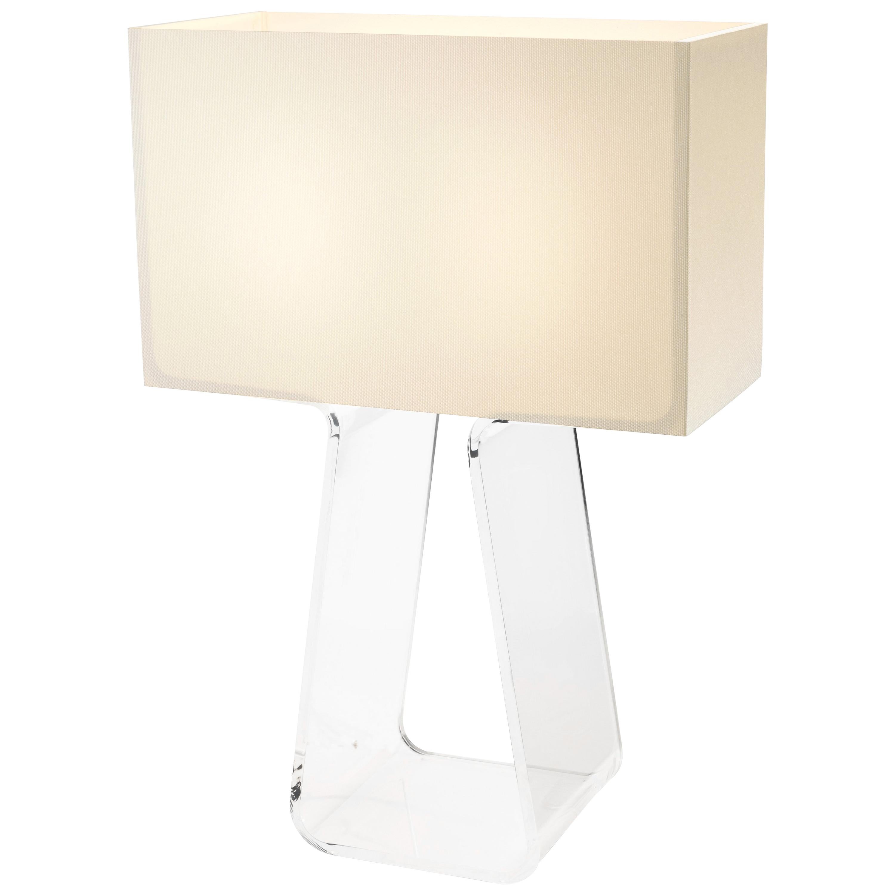 Tubetop 21 Table Lamp in White and Clear by Pablo Designs For Sale