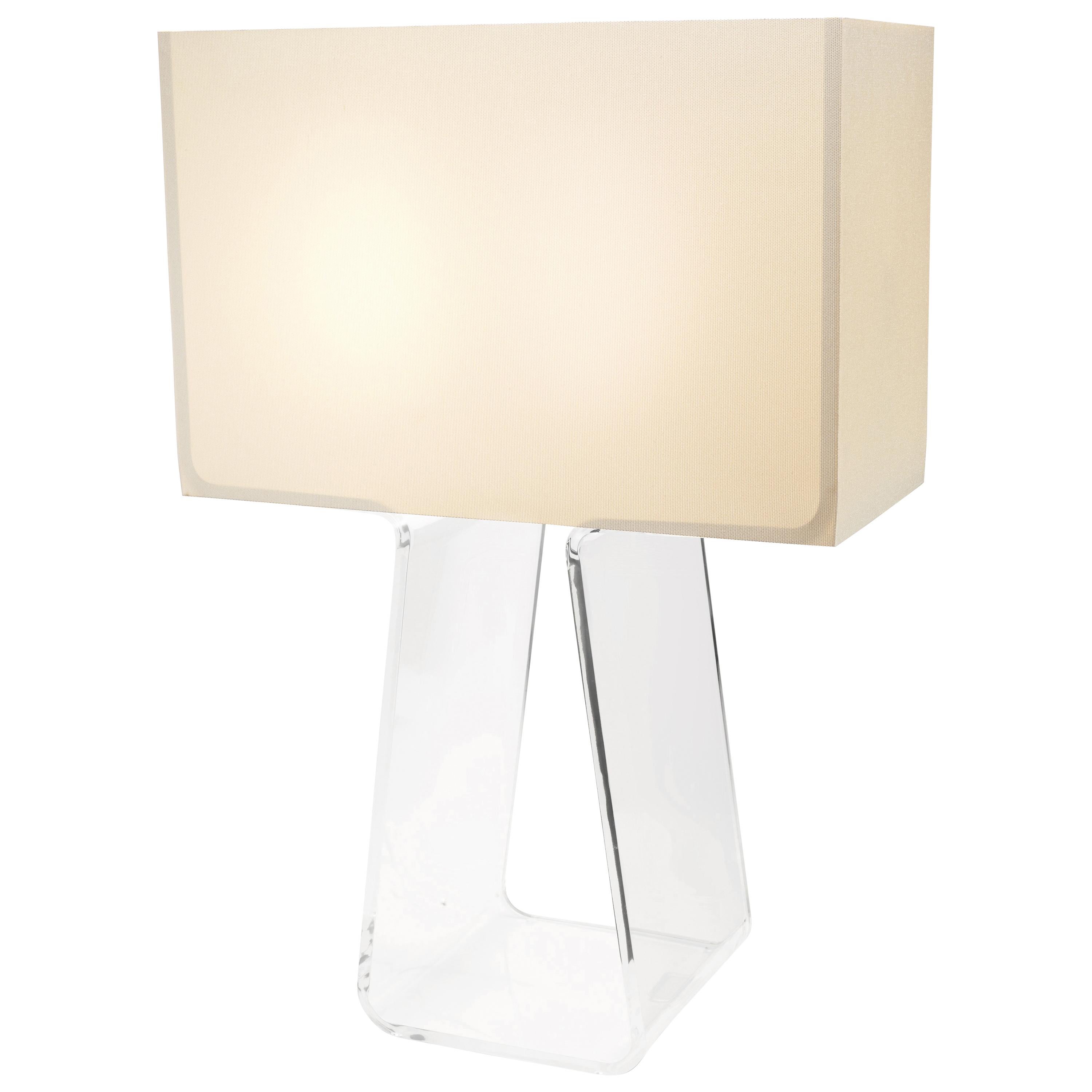 Lampe de bureau Tubetop 27 blanche et transparente par Pablo Designs