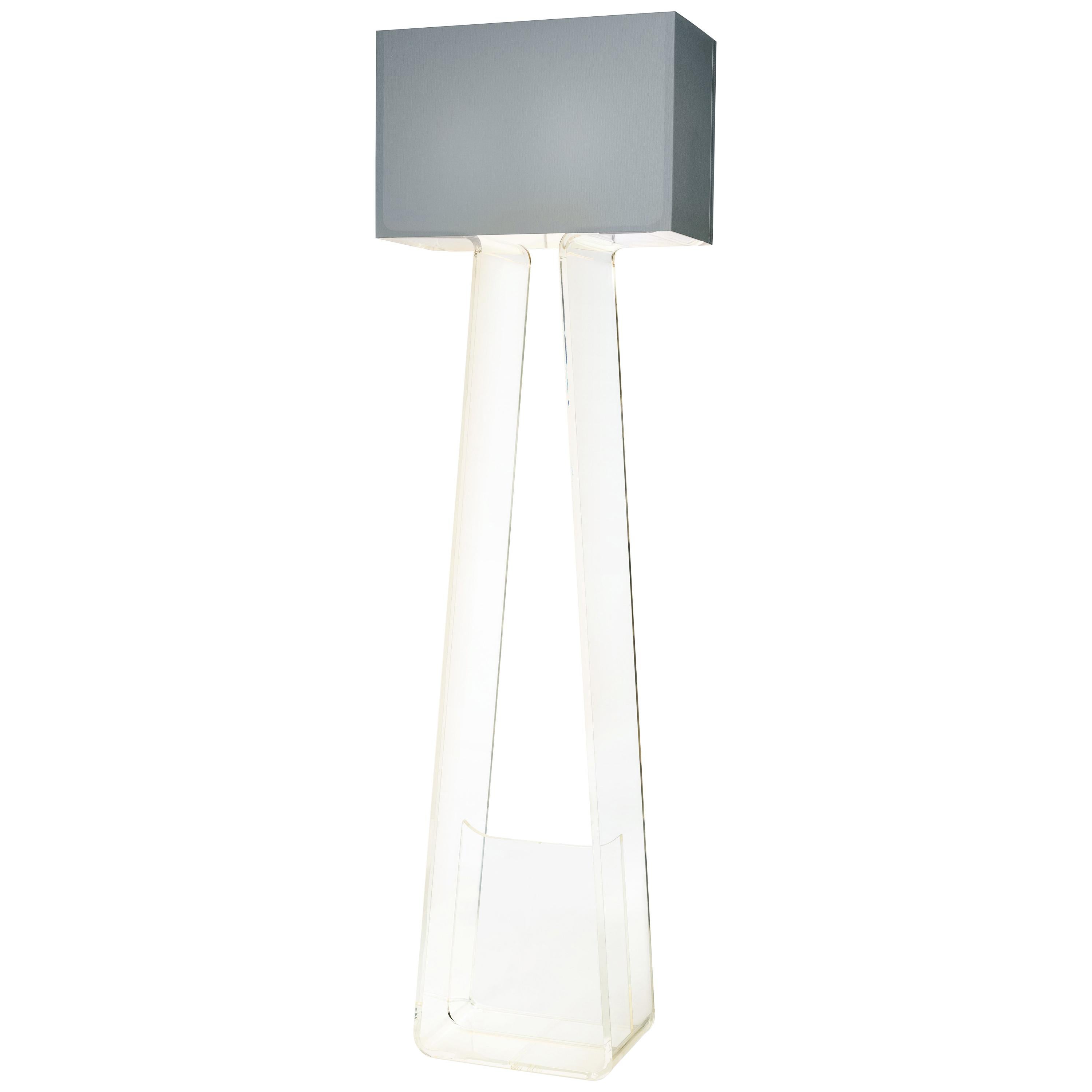 Tubetop 60 Floor Lamp in Silver and Clear by Pablo Designs For Sale