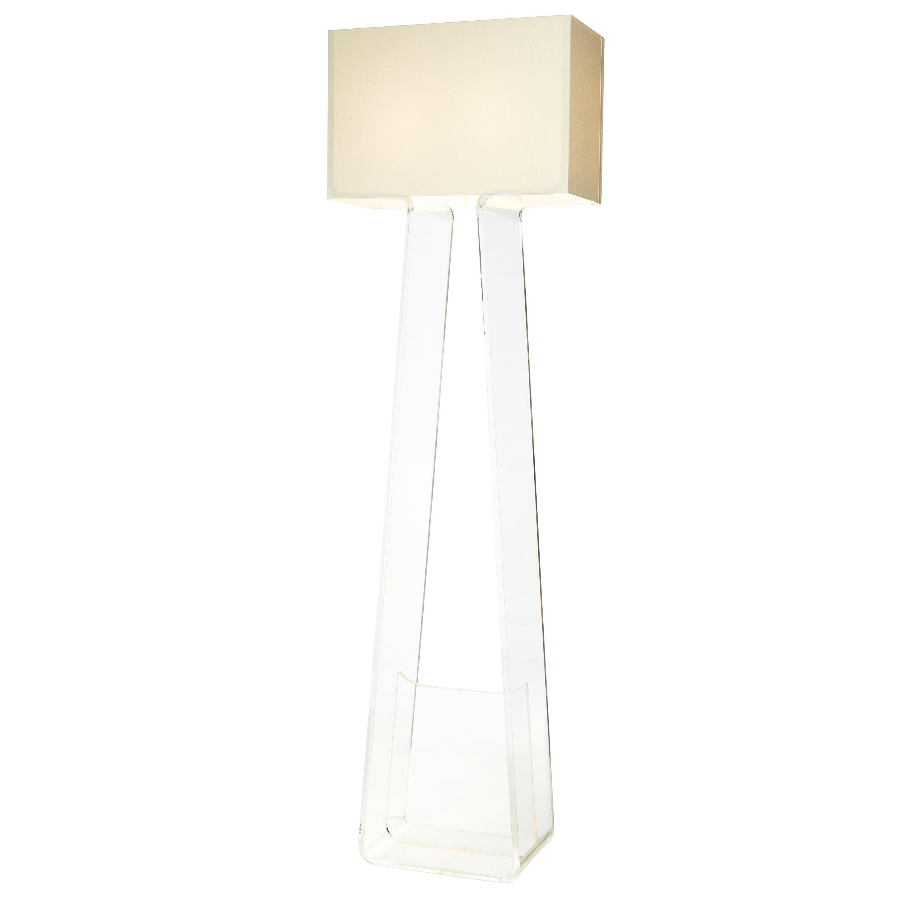 Tubetop 60 Floor Lamp in White and Clear by Pablo Designs For Sale