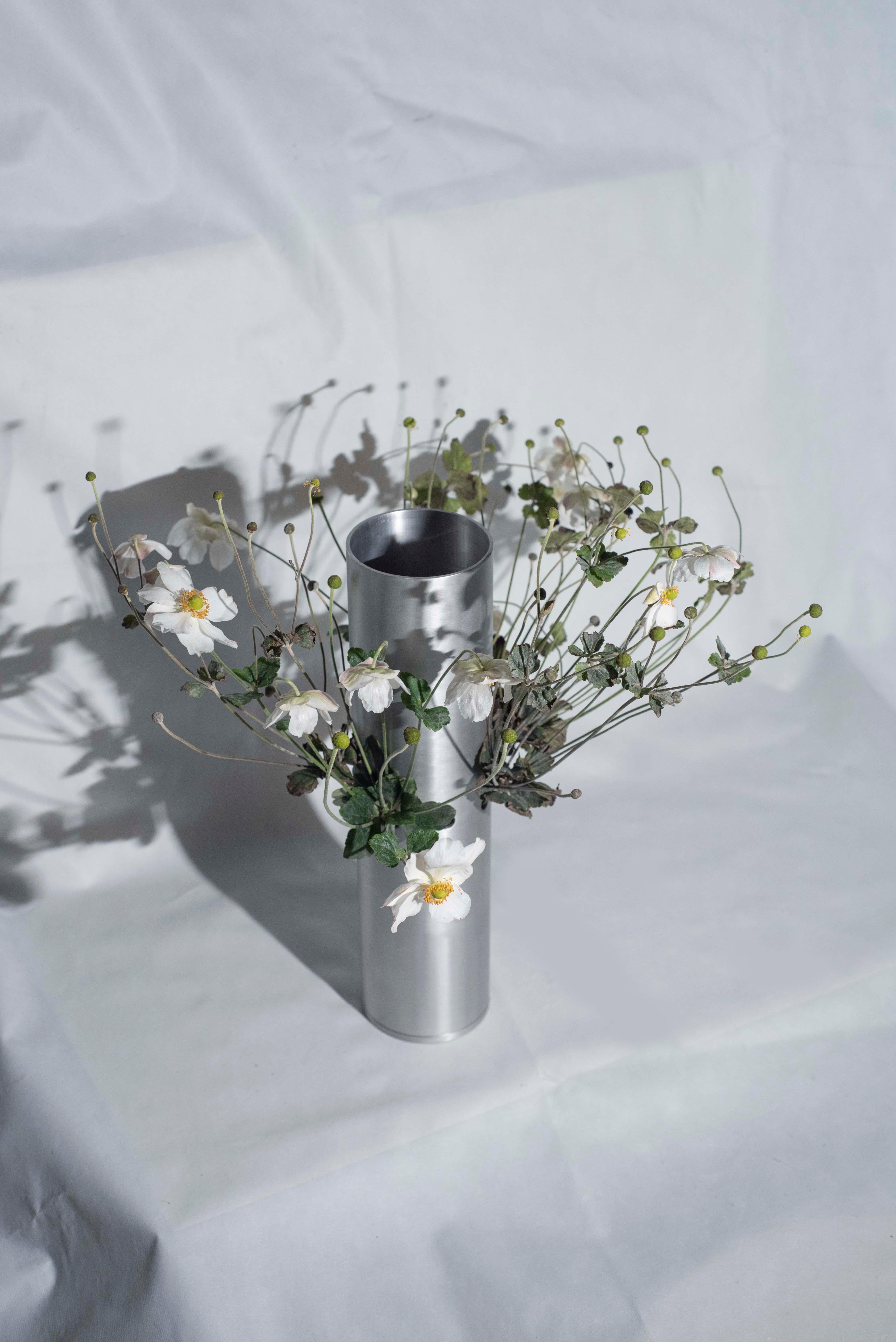 Modern Tubino 003 Minimal Aluminium Flower Vase For Sale