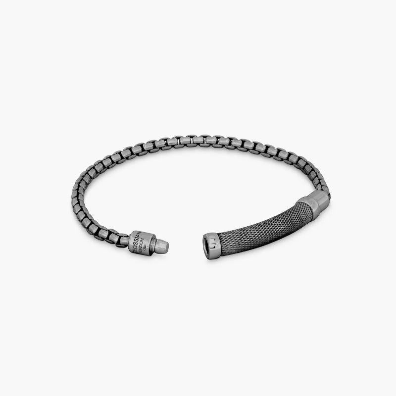 Men's Tubo Catena Bracelet in Black Rhodium Plated Sterling Silver, Size L For Sale
